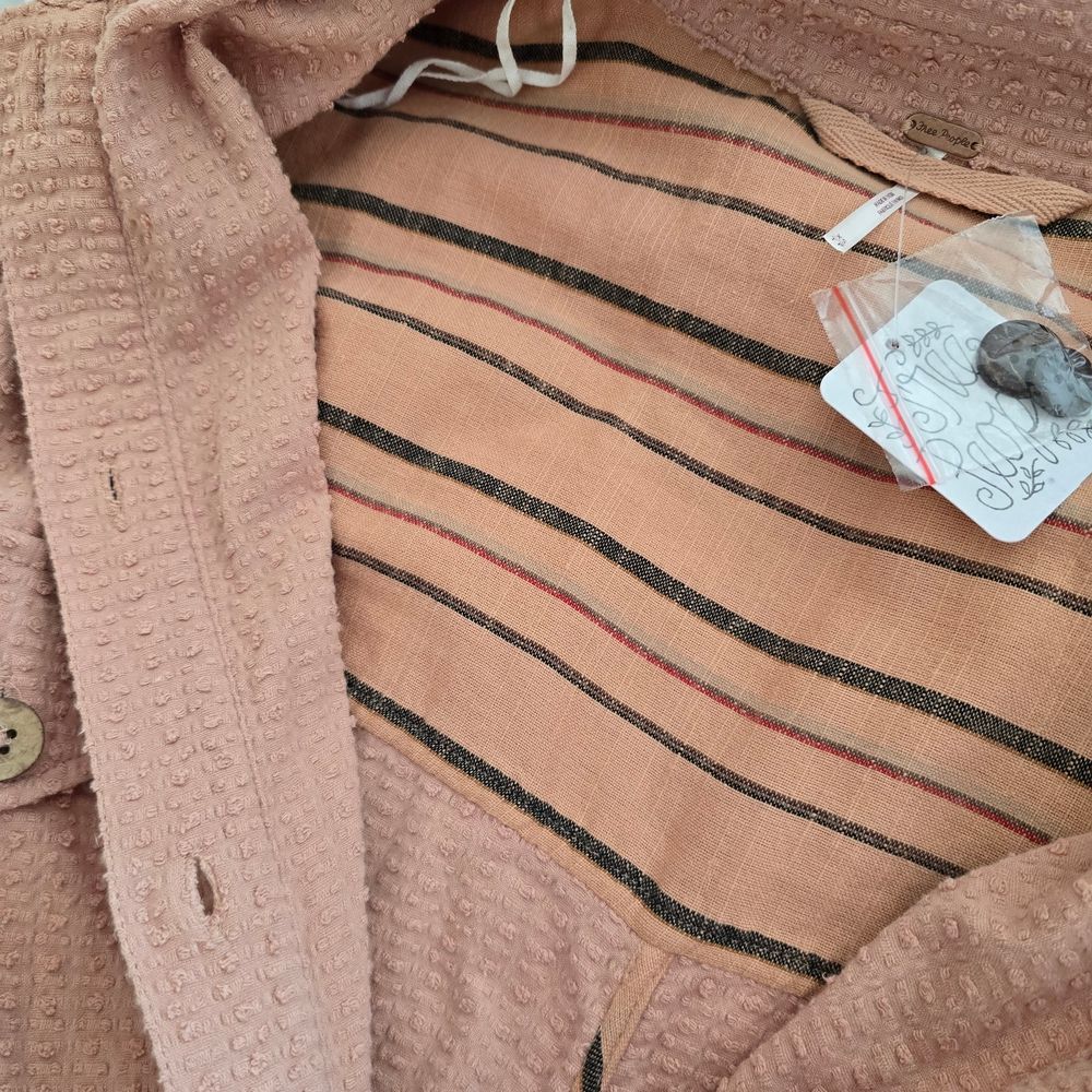 NWT Free People Textured Shacket Boho Mauve Duster Oversized Button Dwn Dress Xs - Picture 7 of 12